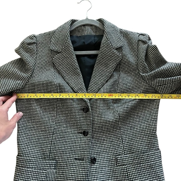 Vintage Wool Houndstooth Blazer British Wool Dark Academia Preppy women’s Size 8 - Picture 13 of 16